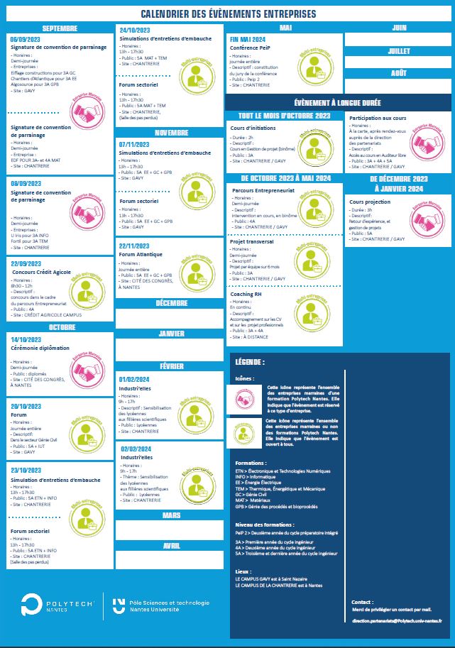 Calendrier entreprise 2023